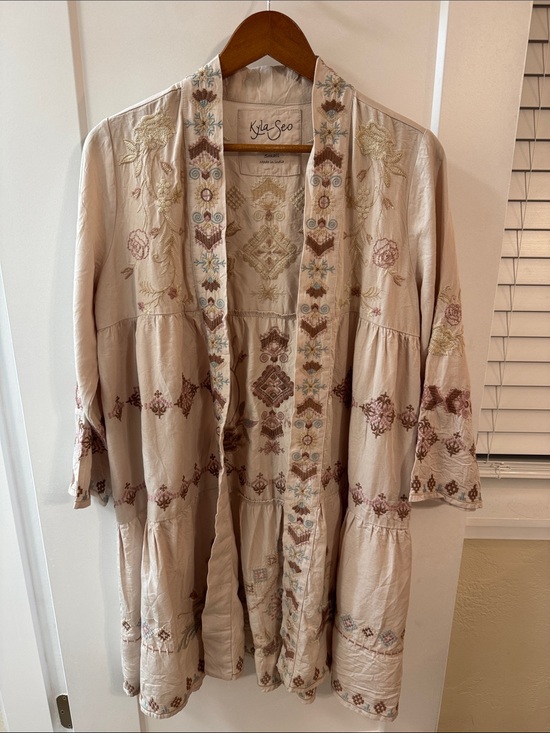 Kyla Seo Jackets & Blazers - Kyla Seo Handmade Embroidered Boho Duster Jacket Cardigan Small Made in India